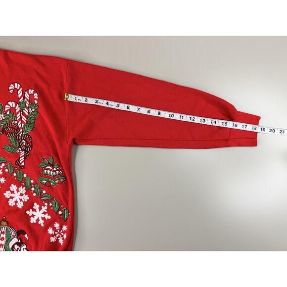 Vintage NutCracker Ugly Christmas Sweater M Red Cats Ornaments Glitter USA Made - Picture 5 of 9